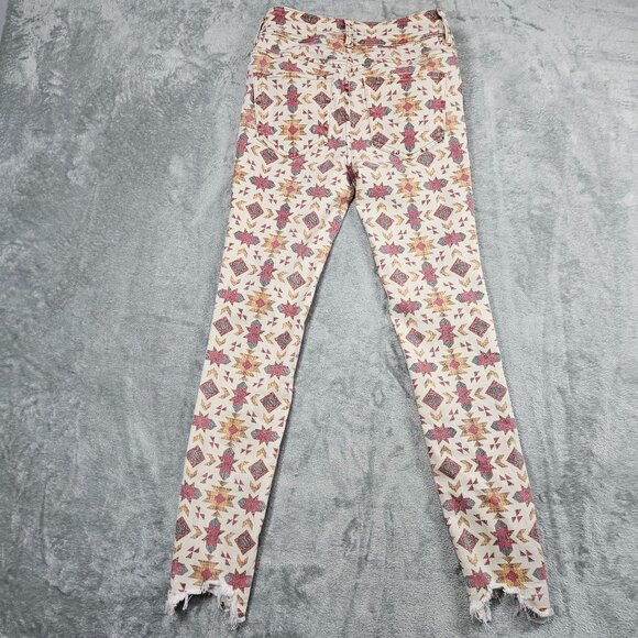 We the Free People Jeans Womens 25 Wild Child Aztec Print Skinny Boho Raw Hems - Picture 9 of 14